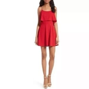 Alice + Olivia Layered Spaghetti Strap Red Mini Dress sz 4
